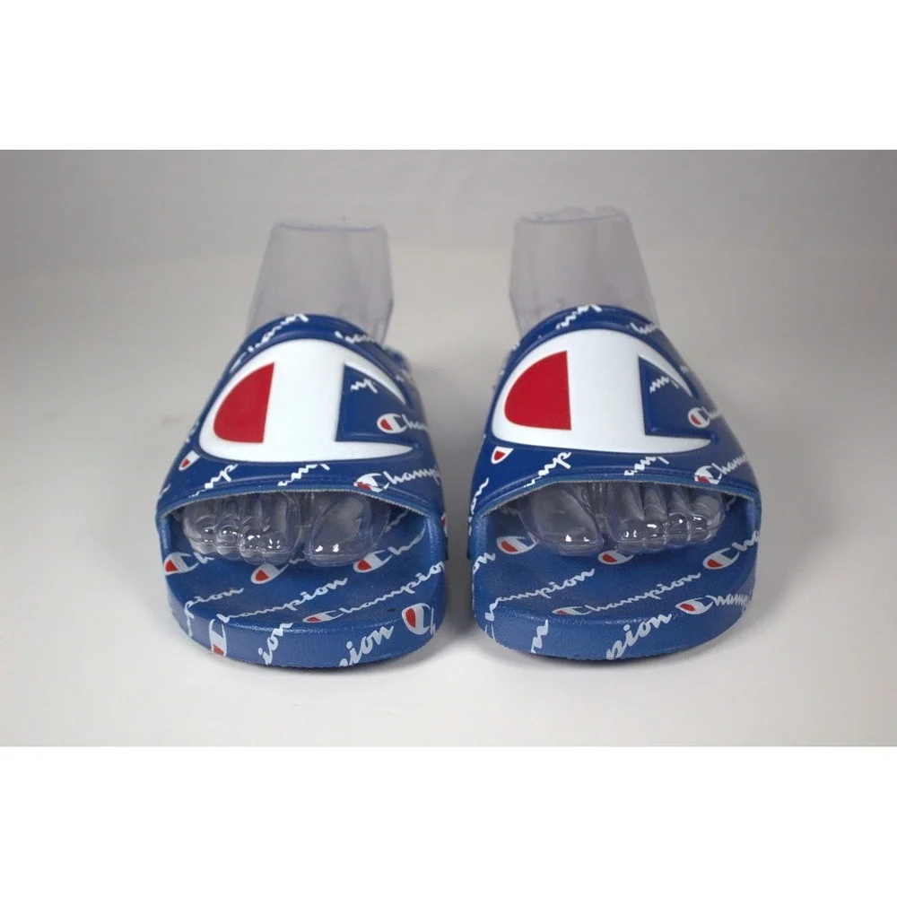 Champion IPO Repeat Mens US 8 M Slide Sandals Royal Blue White Slip On Casual